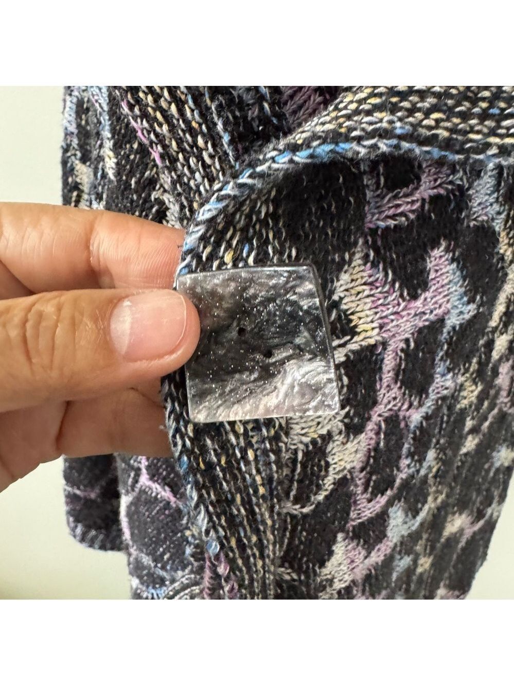 Parkhurst Leopard Print Knit Top Cape- Black, Purple, Gray Large - Picture 3 of 7